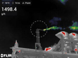 Fuite de méthane quantifiée à l'aide d'une caméra FLIR Gx320.